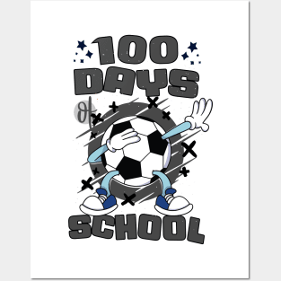 100 days of school featuring a dabbing Football #6 Posters and Art